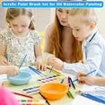 Acrylic Paint Brush Set, 60 Pcs Oil Watercolor Acrylic Paint Brush, Artist Paintbrushes for Body Face Rock Canvas, Kids Adult Drawing Arts Crafts Supplies, Blue