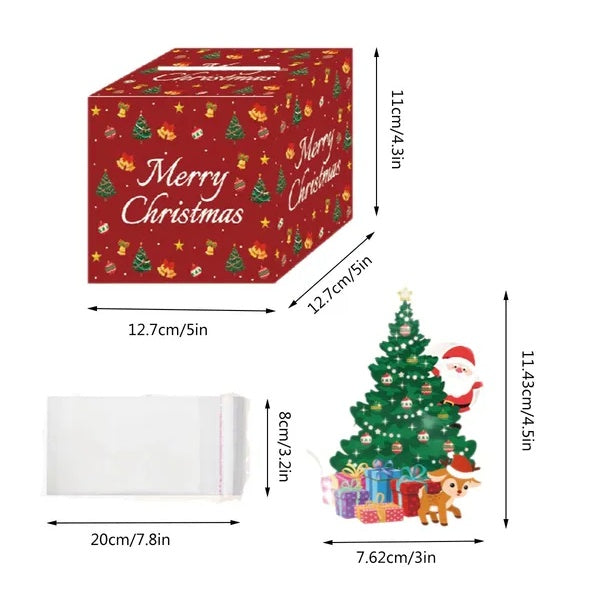 Christmas Money Box For Cash Gift Pull With Christmas Tree Card And Transparent Bags Surprise Money Holder Cash Gift Xmas Money Pull Box For Christmas Birthday New Year Party Supplies - EBS PLATFORM INC.