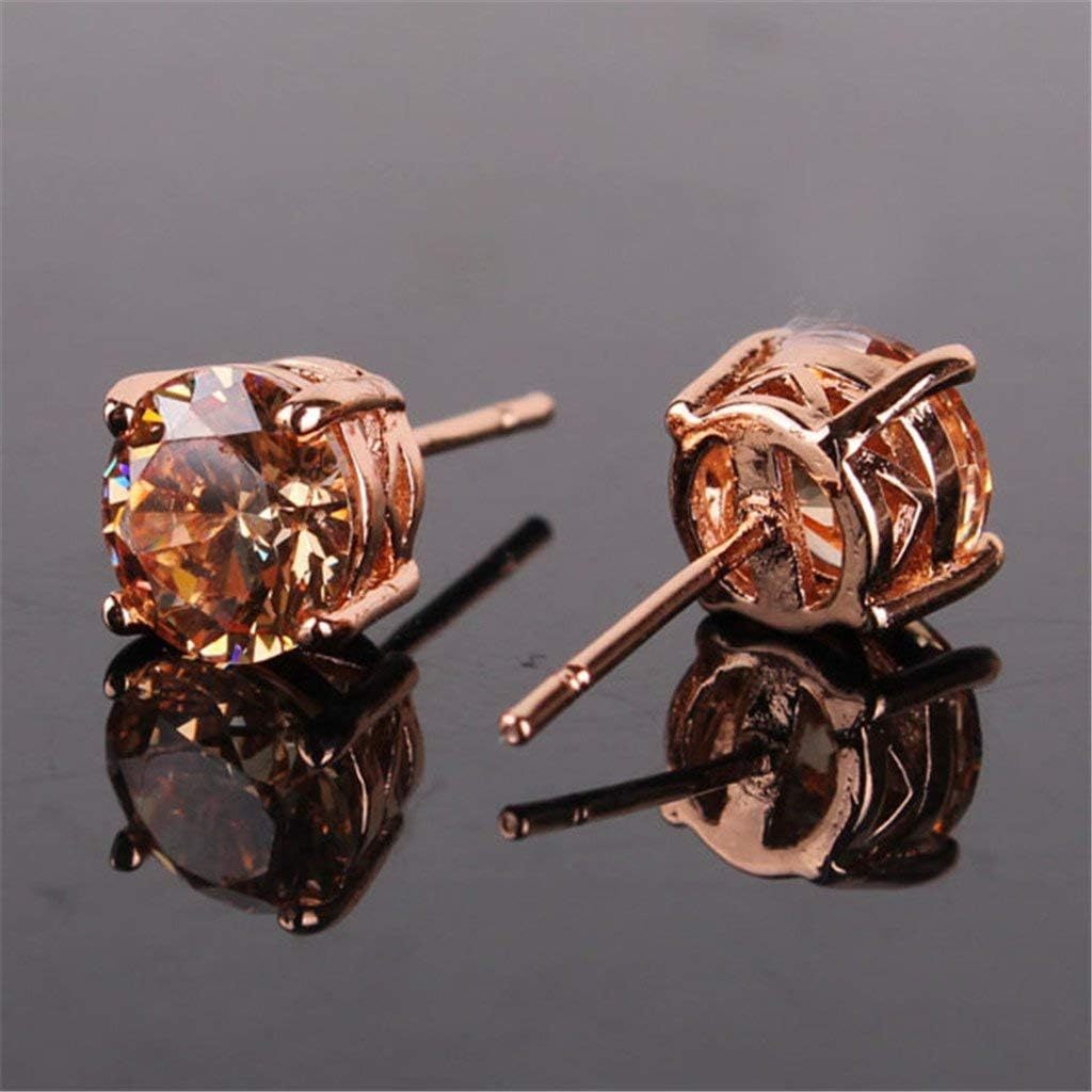 1 Pair Of Rose Gold Tone Citrine Royal Trip Jewelry Eternal Stud Earrings, Perfect Gift For Birthday, Christmas, Chinese New Year's Eve, Anniversary, Mother's Day