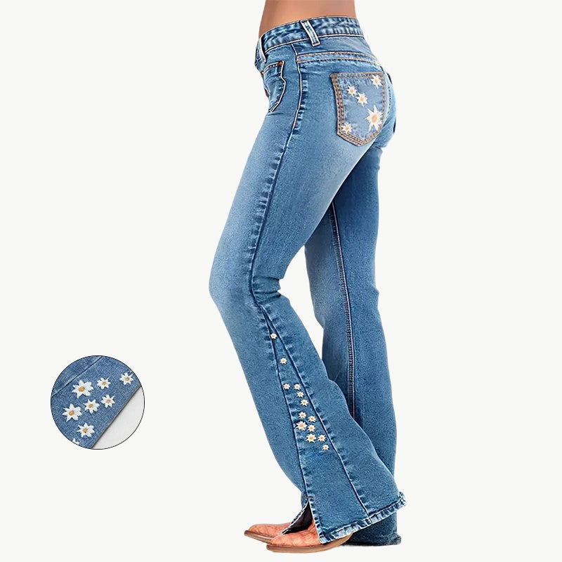 Women's High-Waist Star Patch Jeans, Wide-Leg Full-Length Jeans With A Retro Y2K Sta Light-Wash Denim For All Seasons Forbidden Platform - Temu