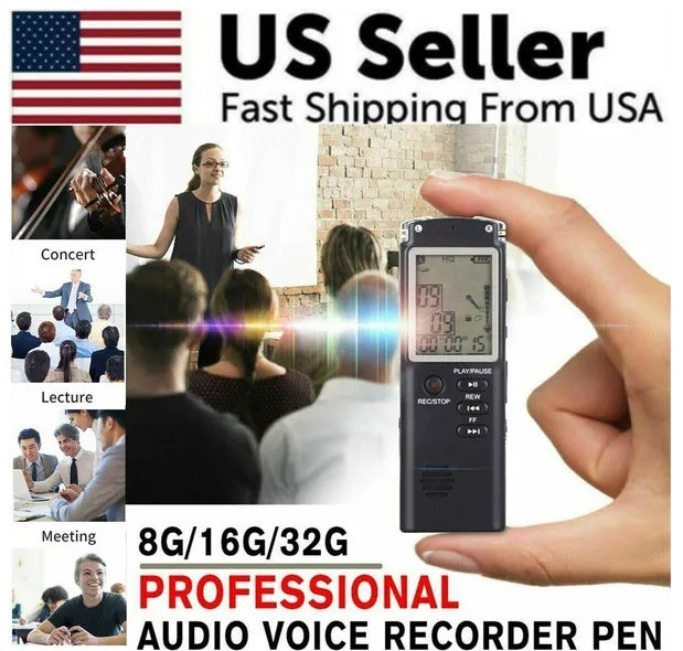 32G Voice Activated Mini Digital Sound Audio Recorder Dictaphone MP3 Player