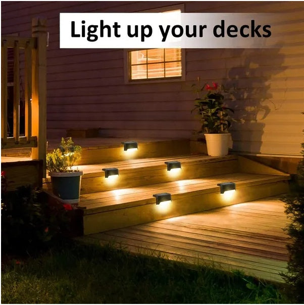 8 Pack New Solar Deck Lights Outdoor Waterproof LED Steps Lamps For Stairs Fence
