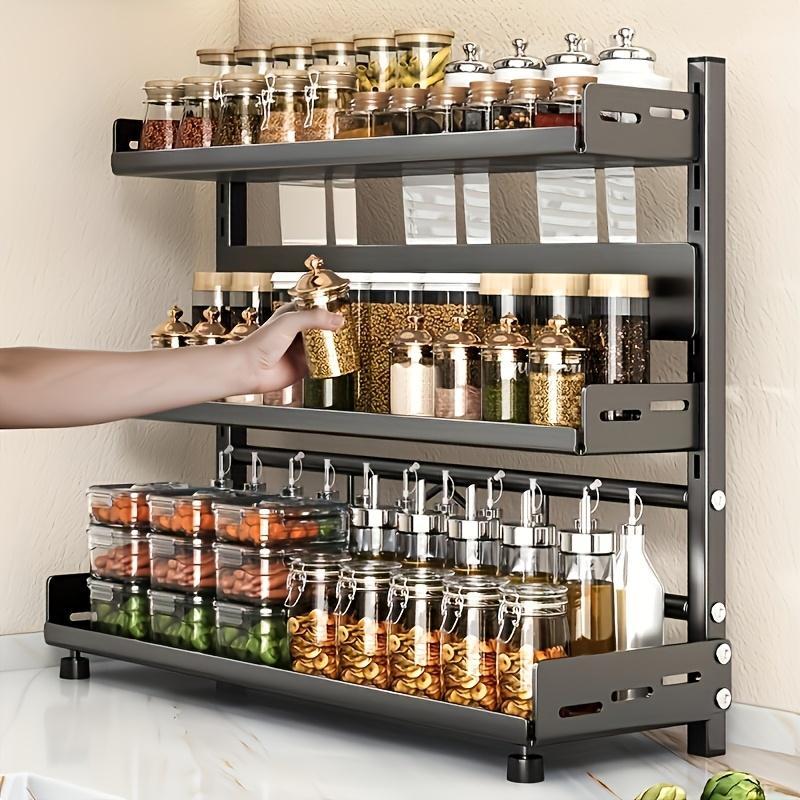 1 Piece Stainless Steel Multi-layer Spice Rack Suitable For Kitchen Countertops Multi-function Layered Rack For Orderly Spice Storage Suitable For Home Kitchens And Restaurants