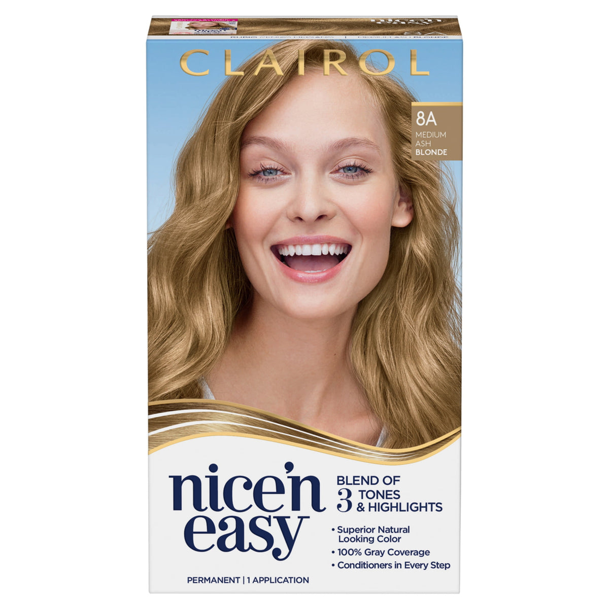 Clairol Nice'n Easy Permanent Hair Color Cream, 8R Medium Reddish Blonde, Hair Dye, 1 Application