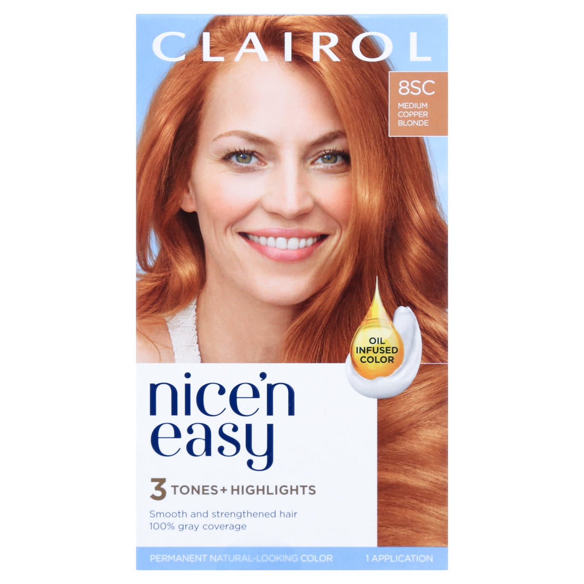 Clairol Nice'n Easy Permanent Hair Color Cream, 8R Medium Reddish Blonde, Hair Dye, 1 Application