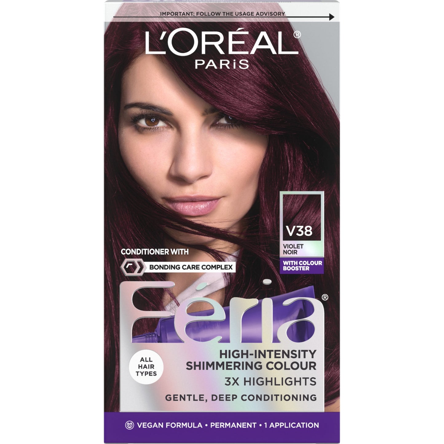 L'Oreal Paris Feria Shimmering Permanent Hair Color, R57 Cherry Crush, 1 Kit