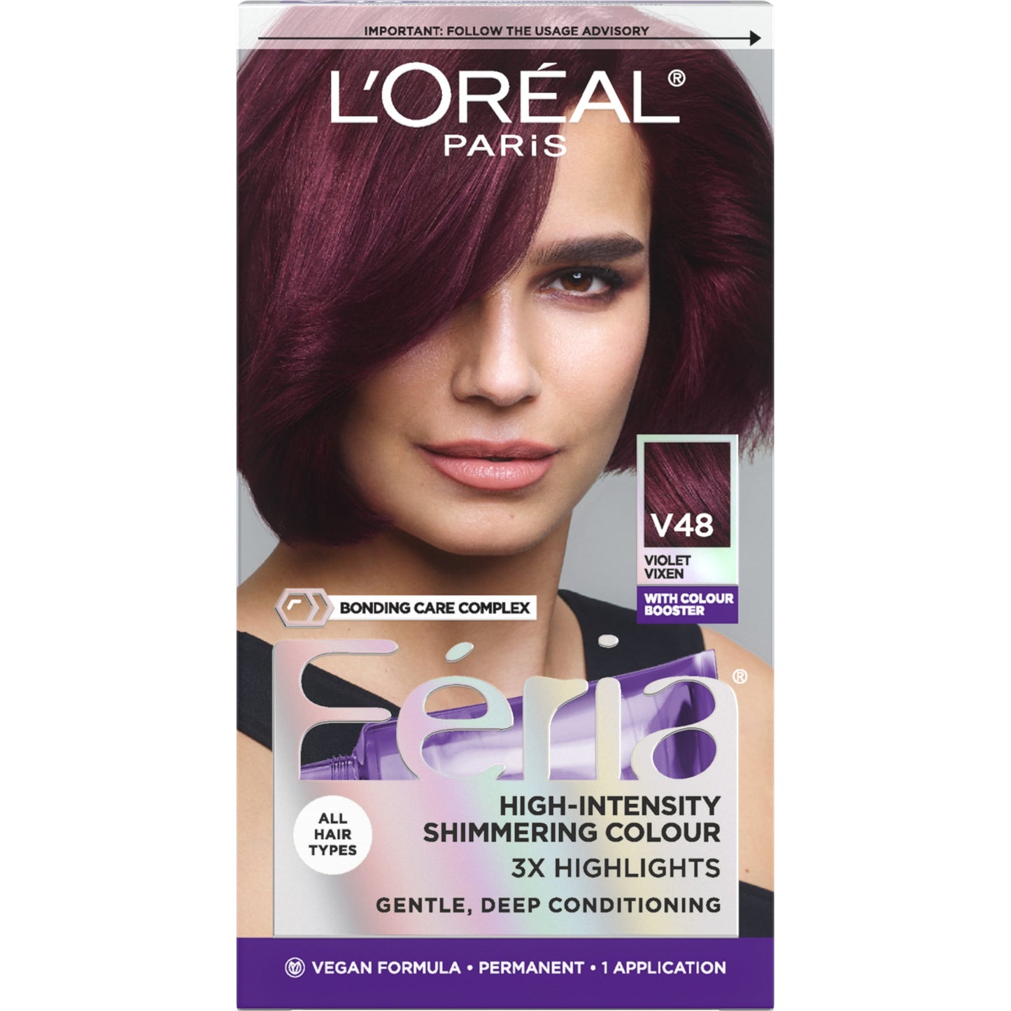 L'Oreal Paris Feria Shimmering Permanent Hair Color, R57 Cherry Crush, 1 Kit