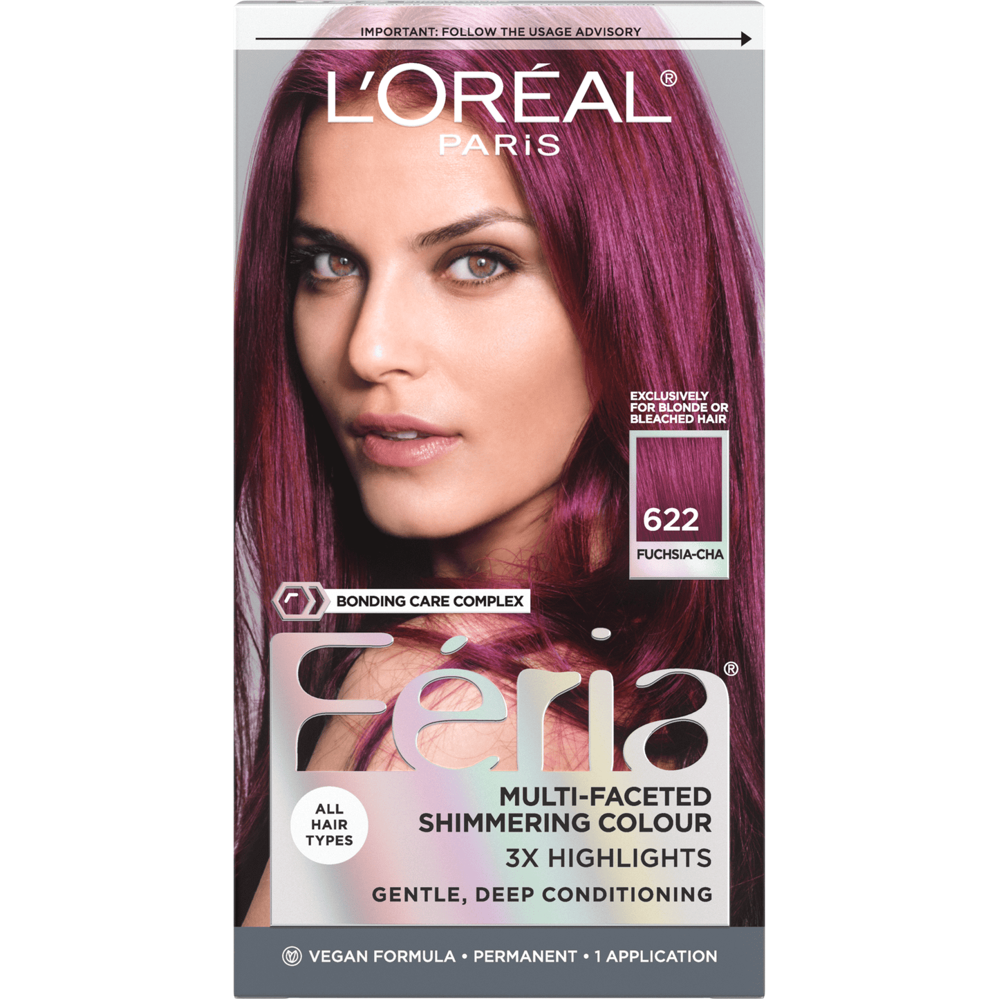 L'Oreal Paris Feria Shimmering Permanent Hair Color, R57 Cherry Crush, 1 Kit
