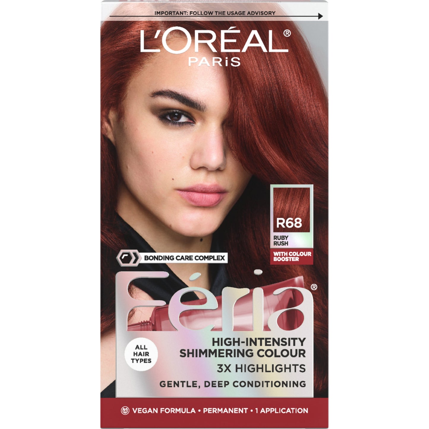 L'Oreal Paris Feria Shimmering Permanent Hair Color, R57 Cherry Crush, 1 Kit