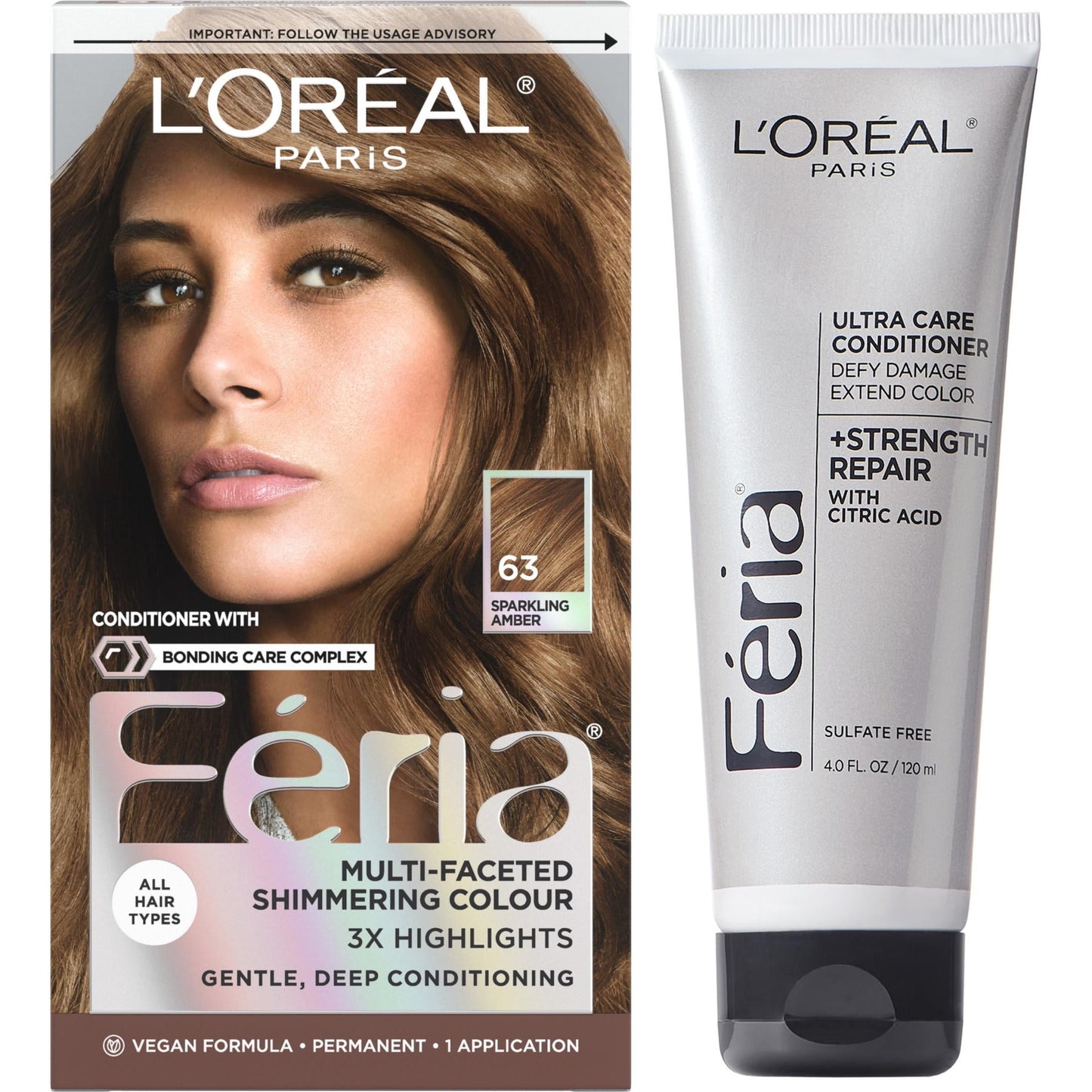 L'Oreal Paris Feria Shimmering Permanent Hair Color, R57 Cherry Crush, 1 Kit