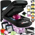 MÜELLERHOME 10-in-1, 8 Blade Vegetable Chopper, Mandoline Slicer, Onion Mincer, Cutter, Dicer, Veggie Chopper with Container, Kitchen Essentials & Gadgets, House Warming Gifts New Home, Black