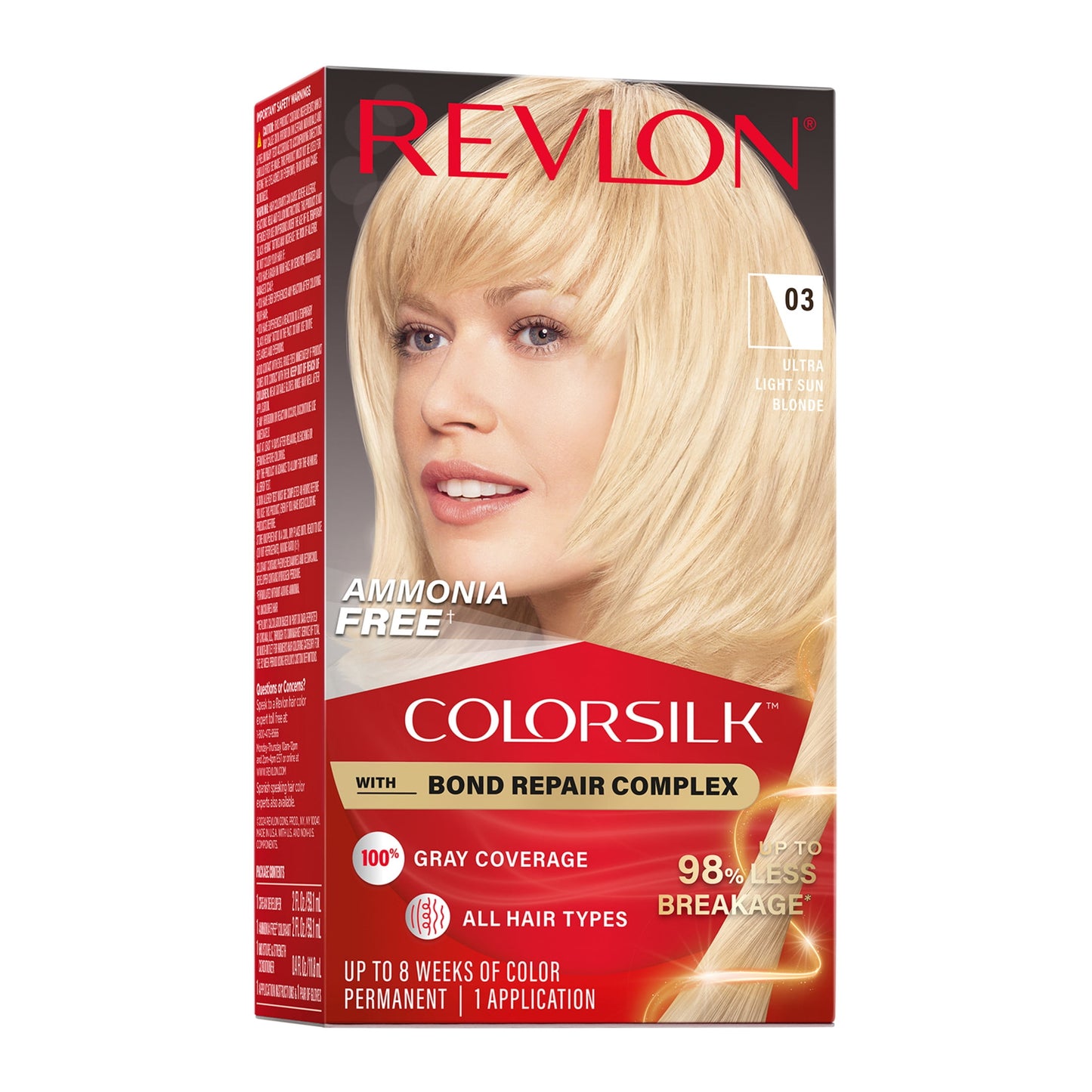 Revlon ColorSilk Permanent Hair Color, Bond Repair Complex, 45 Bright Auburn, 1 pack