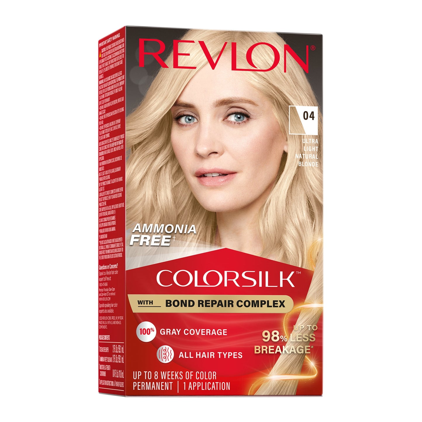 Revlon ColorSilk Permanent Hair Color, Bond Repair Complex, 45 Bright Auburn, 1 pack
