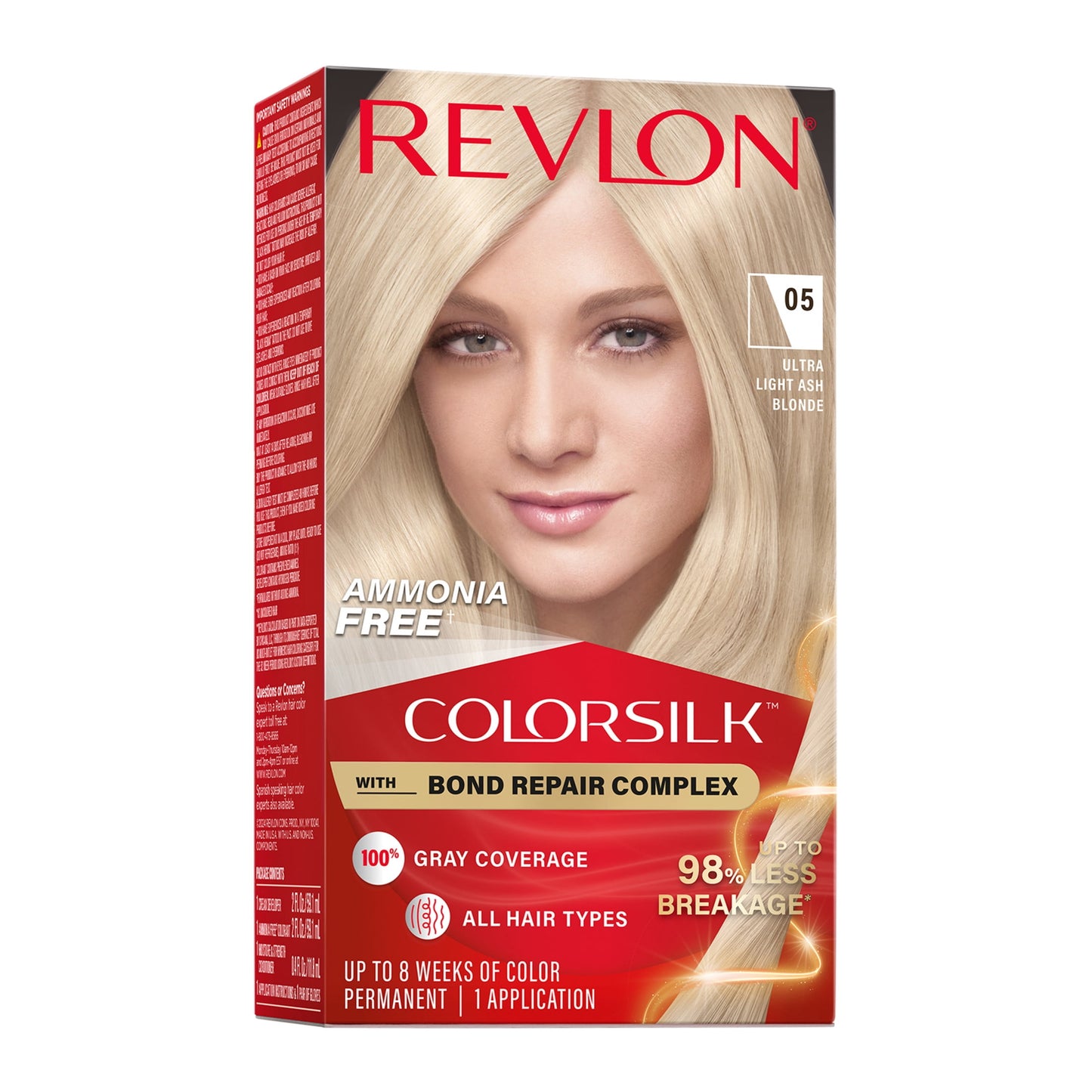 Revlon ColorSilk Permanent Hair Color, Bond Repair Complex, 45 Bright Auburn, 1 pack