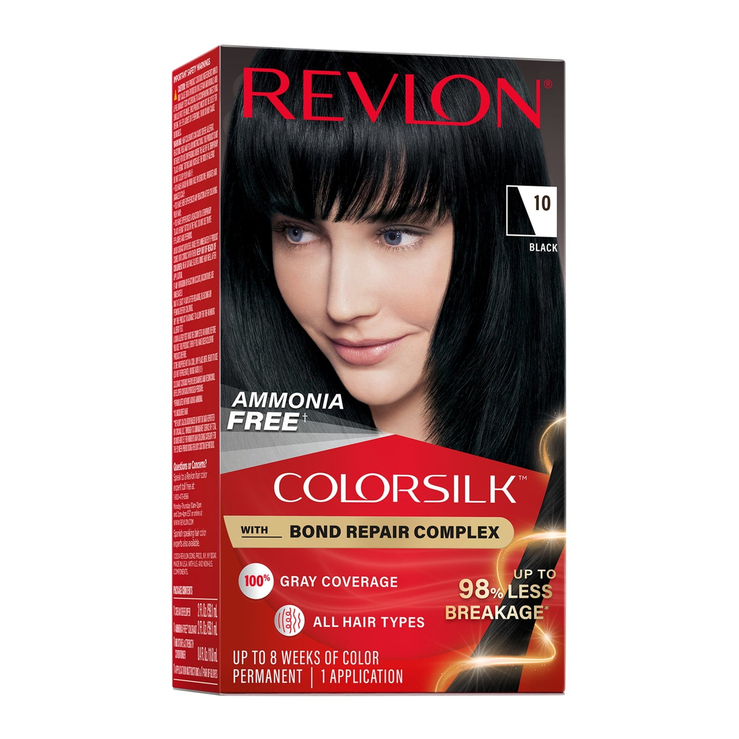 Revlon ColorSilk Permanent Hair Color, Bond Repair Complex, 45 Bright Auburn, 1 pack