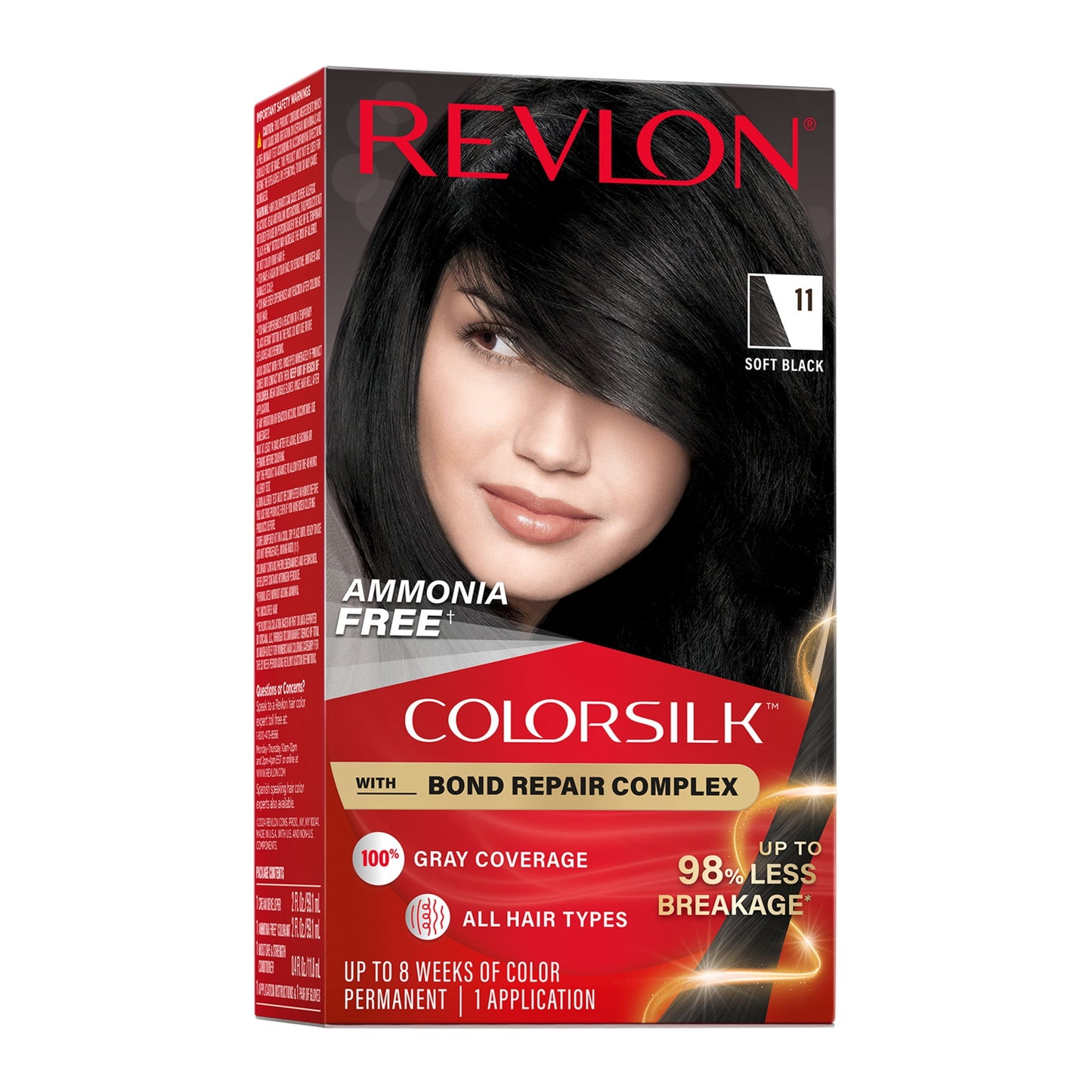 Revlon ColorSilk Permanent Hair Color, Bond Repair Complex, 45 Bright Auburn, 1 pack