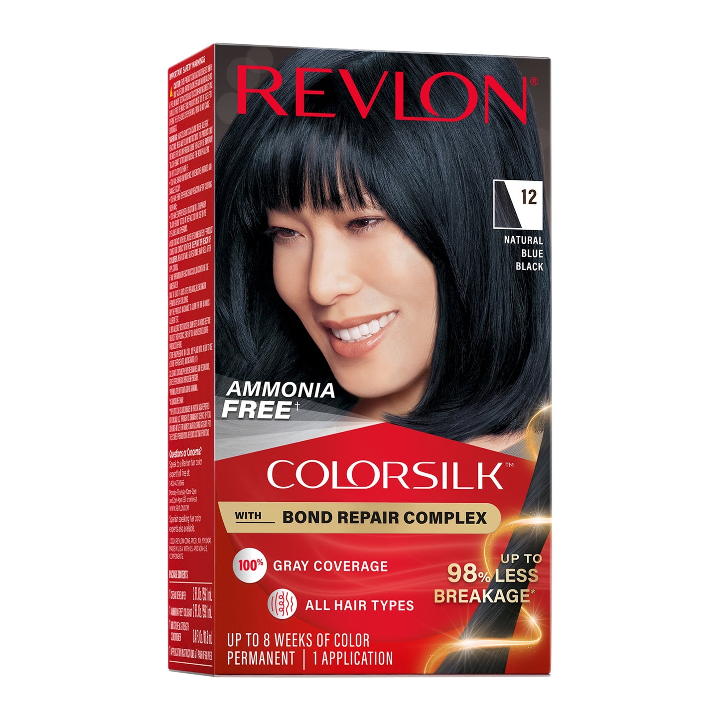 Revlon ColorSilk Permanent Hair Color, Bond Repair Complex, 45 Bright Auburn, 1 pack