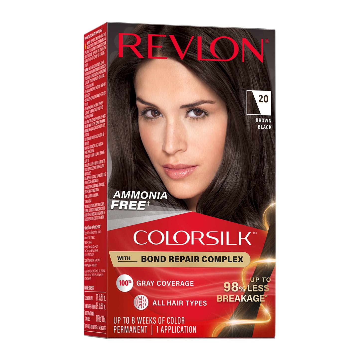 Revlon ColorSilk Permanent Hair Color, Bond Repair Complex, 45 Bright Auburn, 1 pack