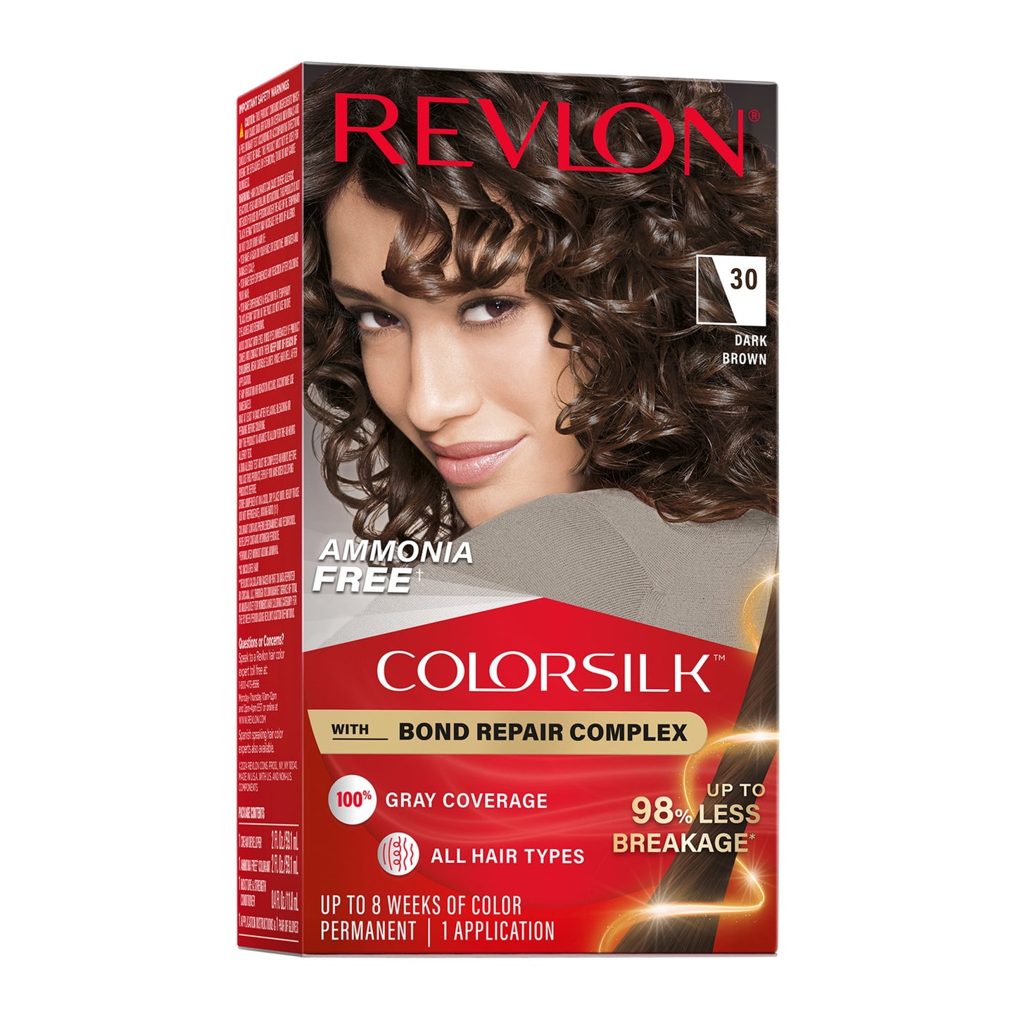 Revlon ColorSilk Permanent Hair Color, Bond Repair Complex, 45 Bright Auburn, 1 pack