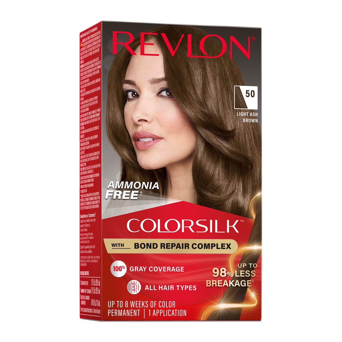Revlon ColorSilk Permanent Hair Color, Bond Repair Complex, 45 Bright Auburn, 1 pack