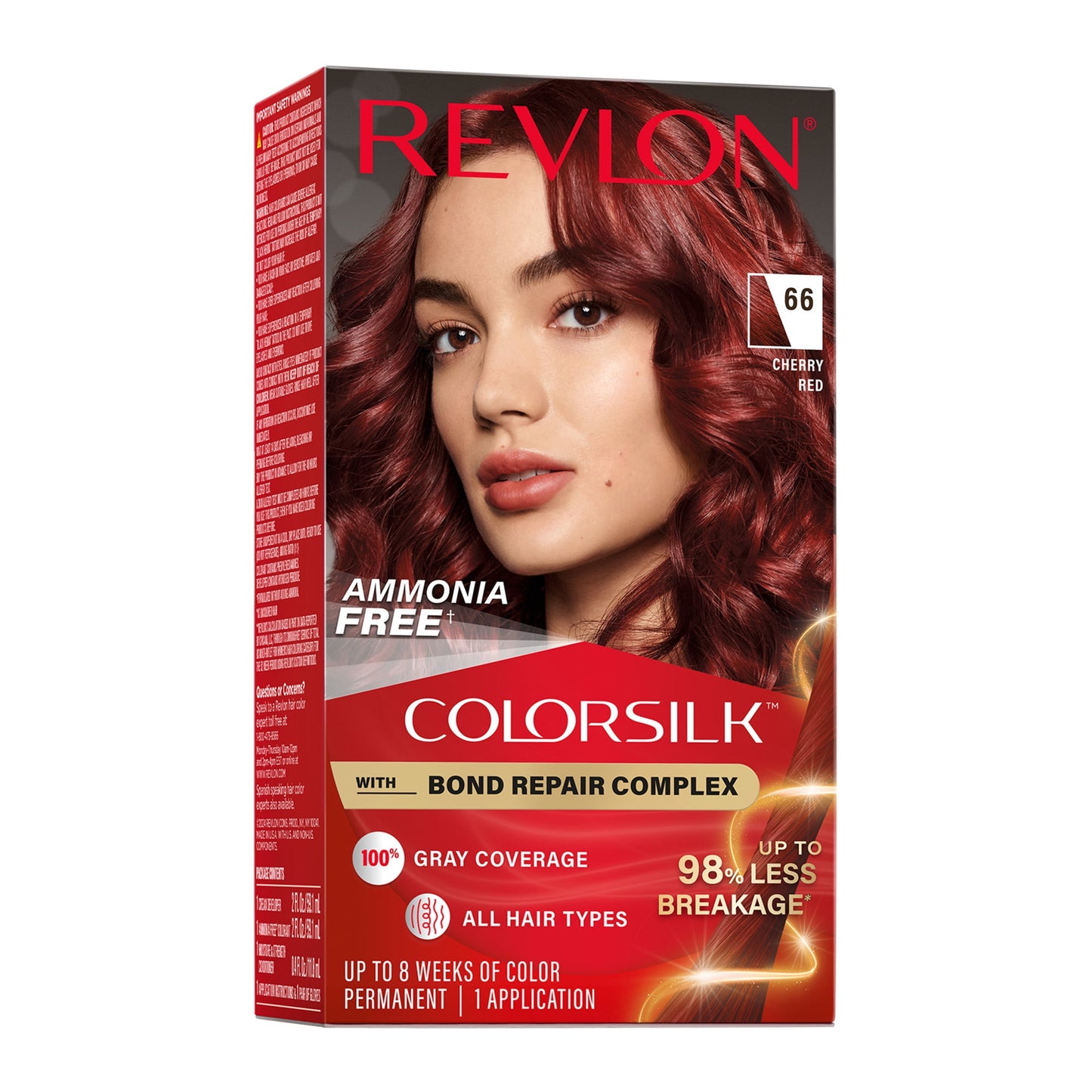 Revlon ColorSilk Permanent Hair Color, Bond Repair Complex, 45 Bright Auburn, 1 pack