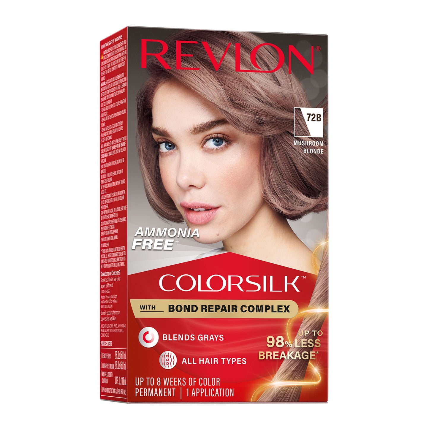 Revlon ColorSilk Permanent Hair Color, Bond Repair Complex, 45 Bright Auburn, 1 pack