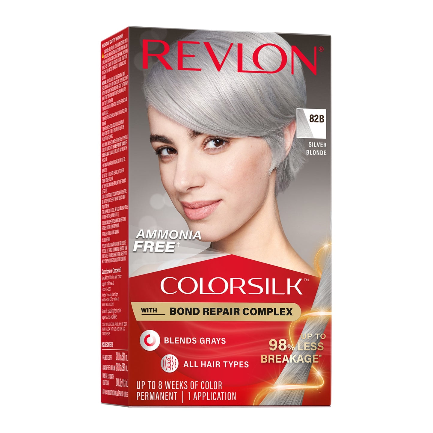 Revlon ColorSilk Permanent Hair Color, Bond Repair Complex, 45 Bright Auburn, 1 pack
