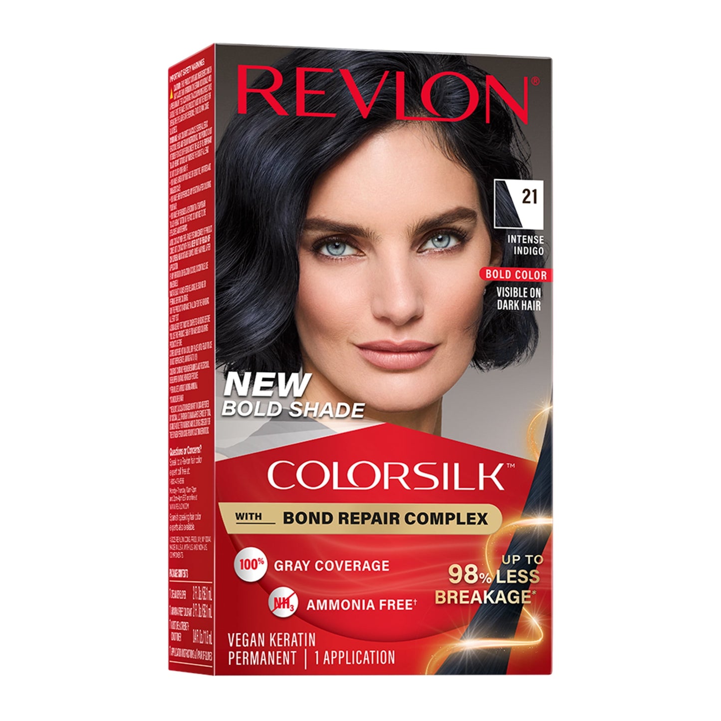 Revlon ColorSilk Permanent Hair Color, Bond Repair Complex, 45 Bright Auburn, 1 pack