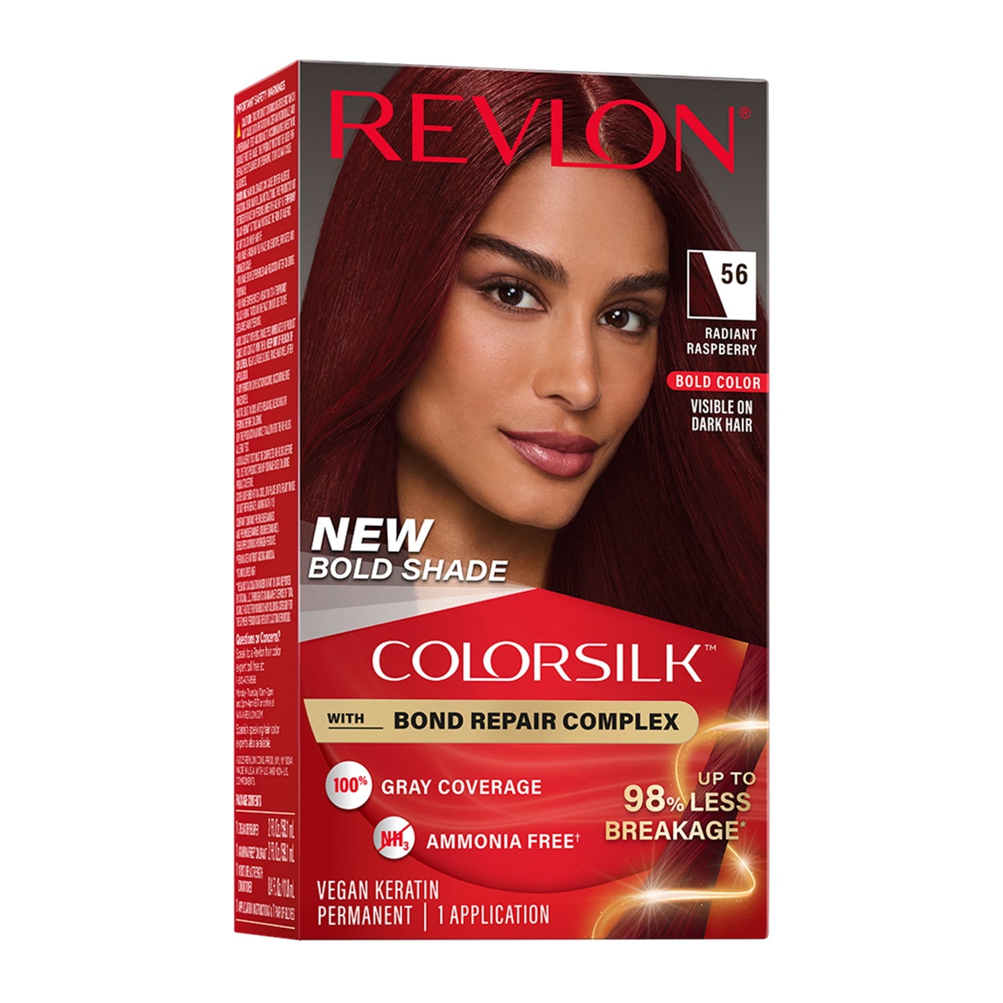 Revlon ColorSilk Permanent Hair Color, Bond Repair Complex, 45 Bright Auburn, 1 pack