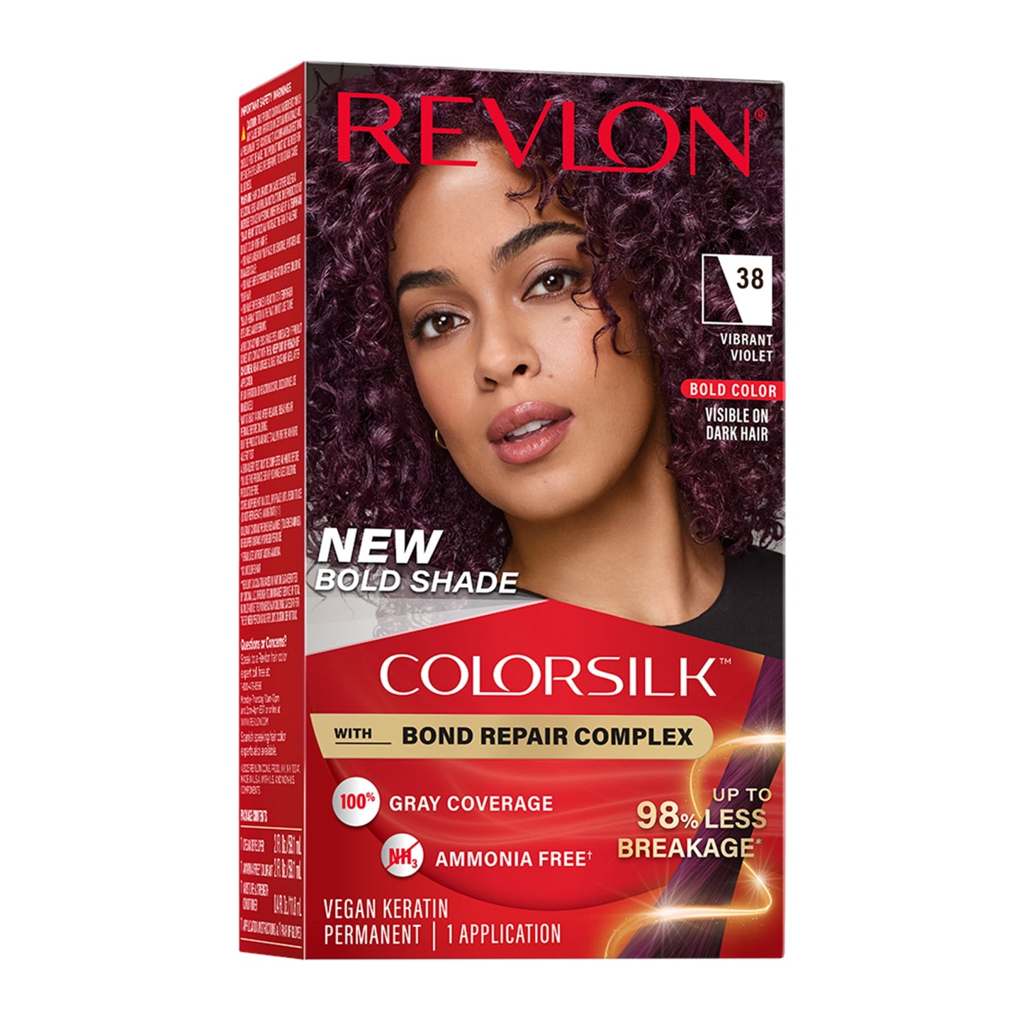 Revlon ColorSilk Permanent Hair Color, Bond Repair Complex, 45 Bright Auburn, 1 pack