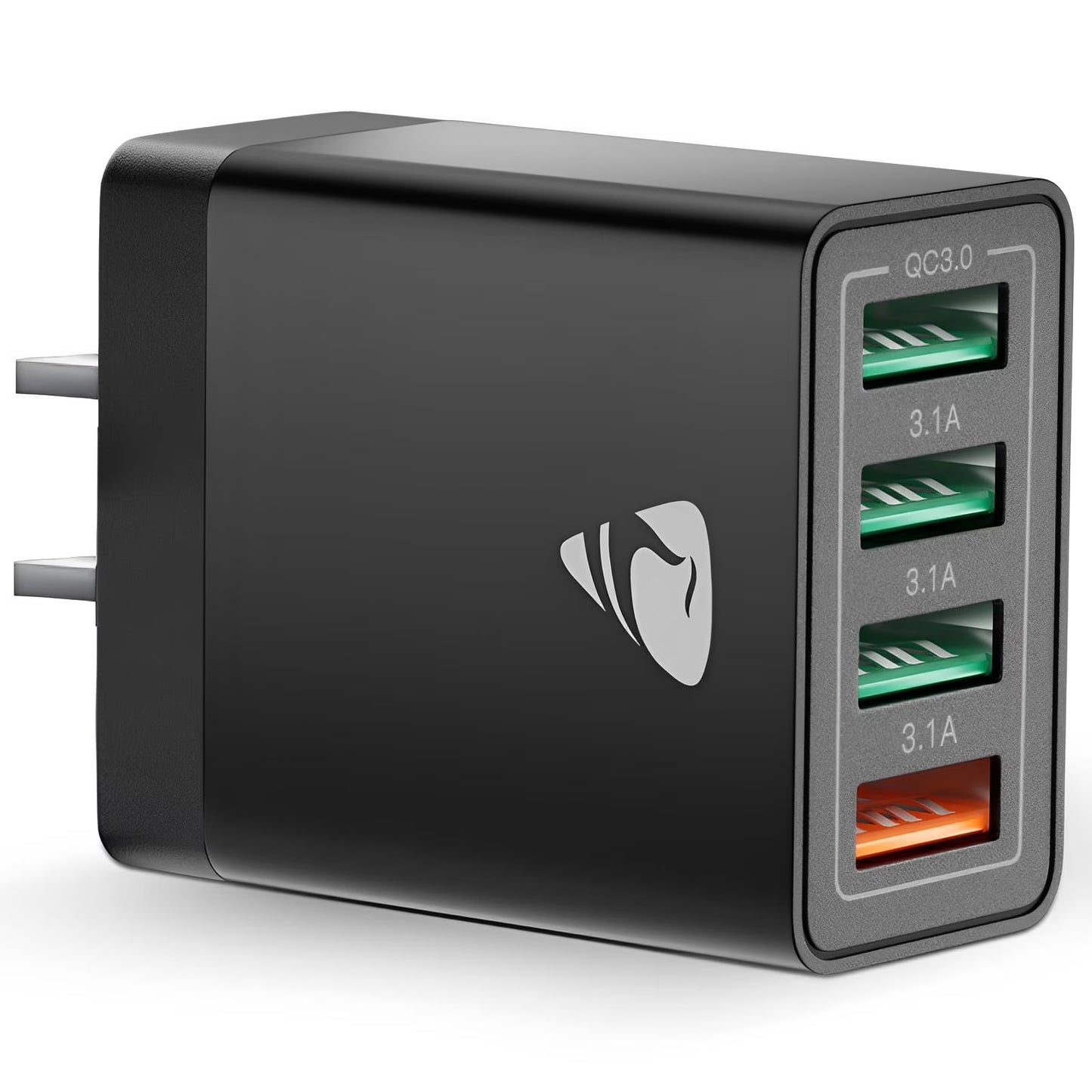 USB Wall Charger Block, 40W 4-Port Fast Charging Block Power Adapter for iPhone, Samsung Galaxy, Black