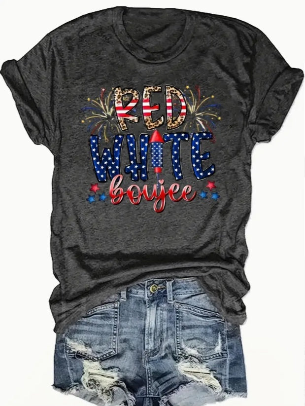 English Letters - Printed Round Neck Vest - Casual And Loose - Daily Wear - Women's Clothing