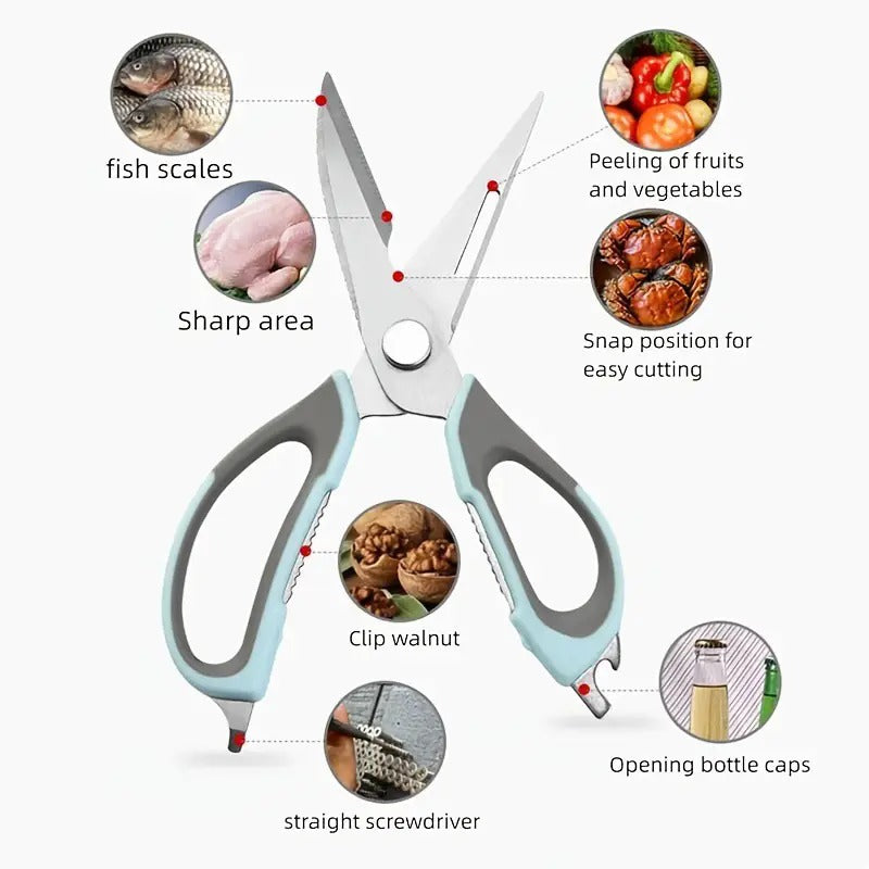 7-in-1 Multi-Purpose Kitchen Scissors With Magnetic Holder - Ultra-Sharp Stainless Steel Blades For Meat, Fish, Vegetables, Nuts & Bottles - Ergonomic Non-Slip Grip, Detachable & Easy To Clean - Profe - EBS PLATFORM INC.