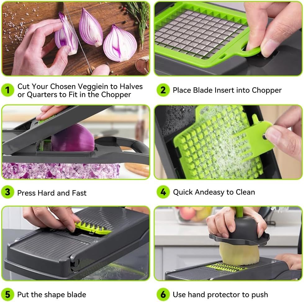 16in1 Vegetable Chopper, Fruit And Vegetable Slicer, Onion Cutter, Food Chopper With Container, Vegetable Cutter And Spiralizer Suitable For Onion Salads ,Essential Small Tools For Households