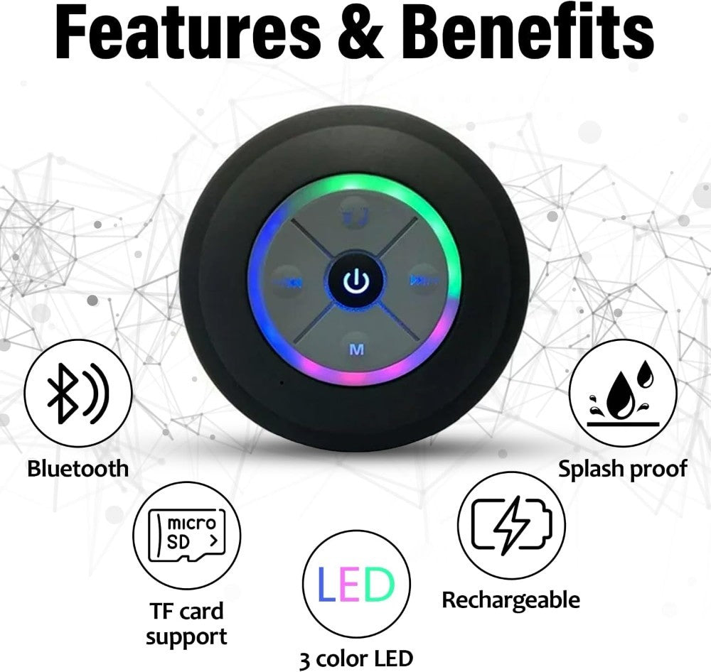 Wireless Speaker In The Bathroom - Audio, USB Charging Button Control, With Suction Cup, Secure Installation - Wireless Connection - EBS PLATFORM INC.