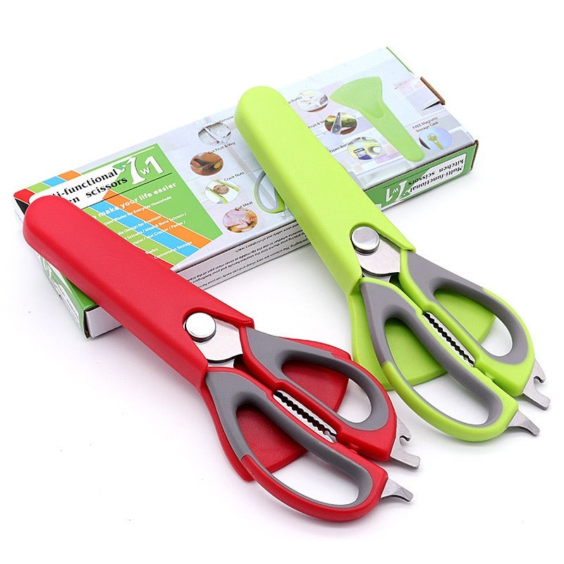 7-in-1 Multi-Purpose Kitchen Scissors With Magnetic Holder - Ultra-Sharp Stainless Steel Blades For Meat, Fish, Vegetables, Nuts & Bottles - Ergonomic Non-Slip Grip, Detachable & Easy To Clean - Profe - EBS PLATFORM INC.