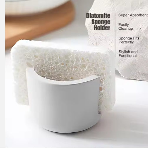Diatom Mud Sponge Rack Kitchen & Bathroom Sink Caddy For Sponges Scrubbers