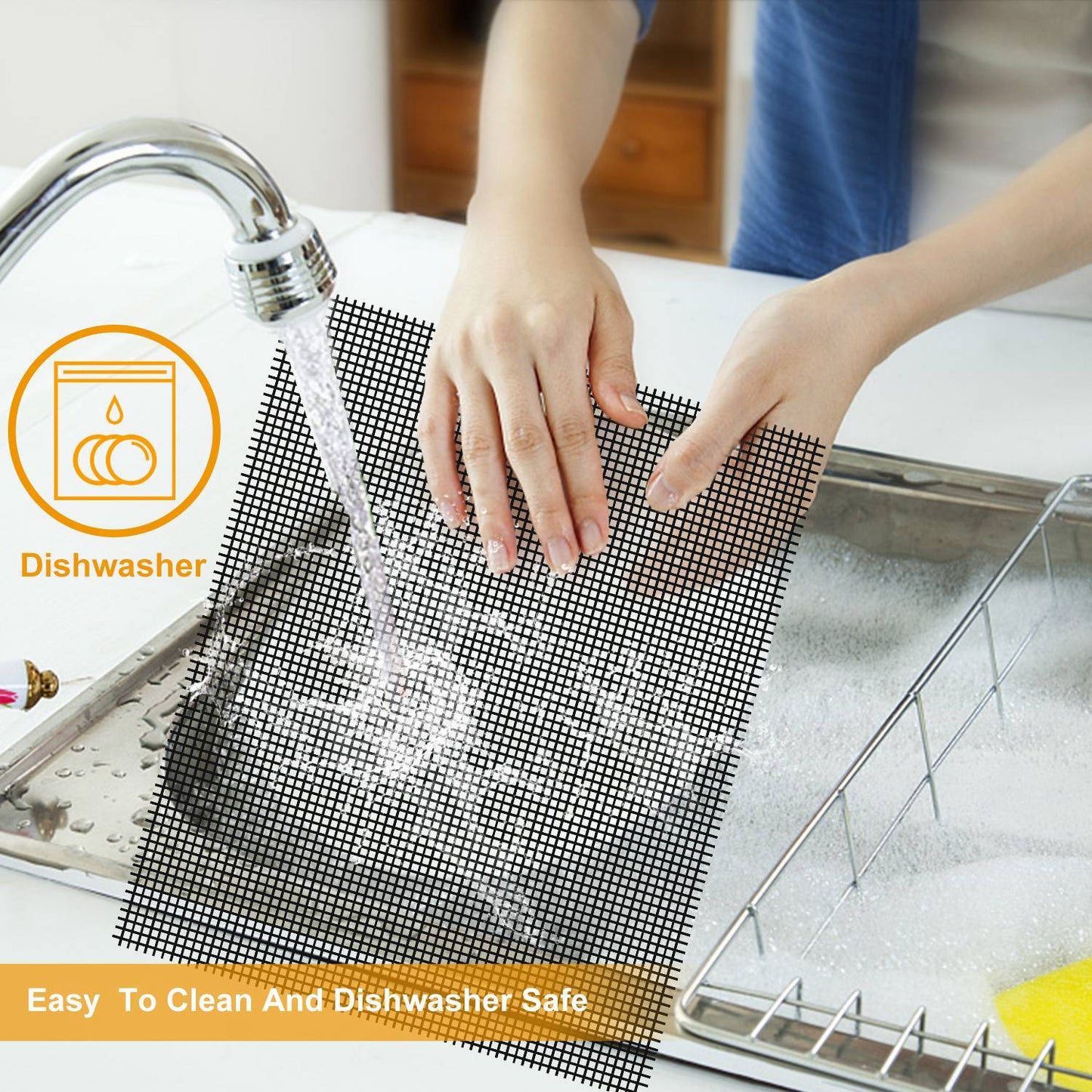 1Pc BBQ Grill Mat Non-Stick Mesh Mat Baking Sheet Liner Reusable Reversible Washable For Outdoor Gas Charcoal