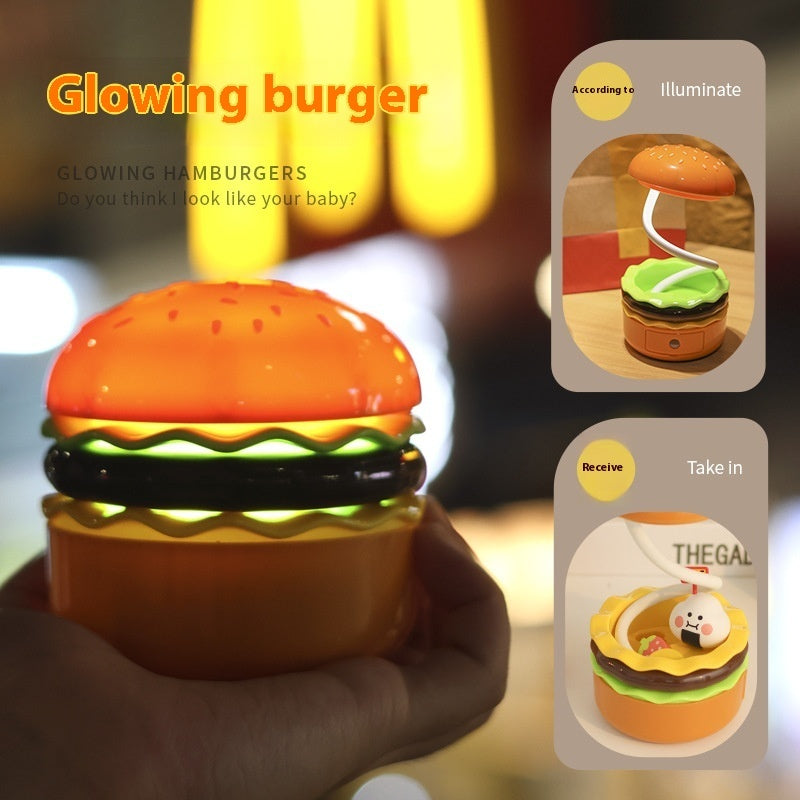 Hamburger LED Night Lamp - Rechargeable Bedside Light for Kids & Home Decor