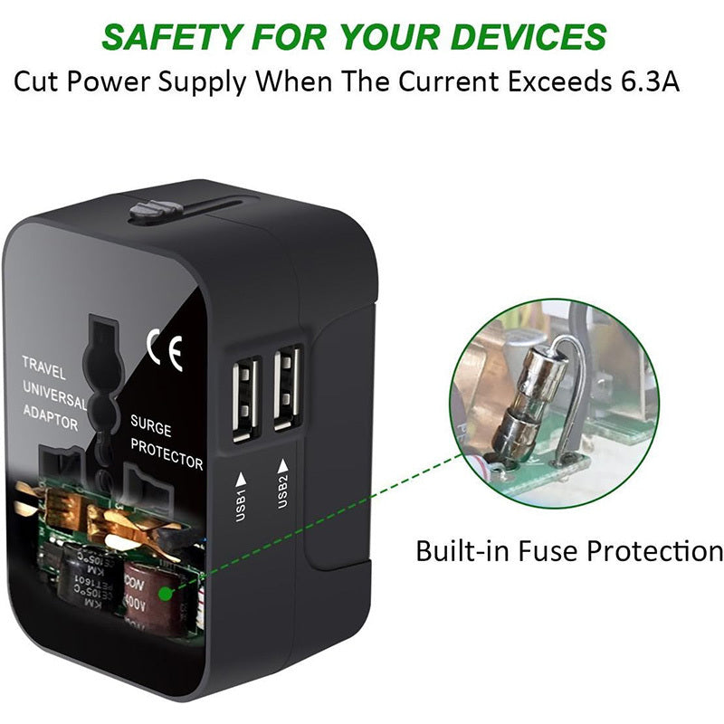 Travel Adapter, Worldwide All In One Universal Travel Adapter Wall Charger AC Power Plug Adapter Wi