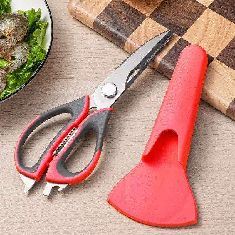7-in-1 Multi-Purpose Kitchen Scissors With Magnetic Holder - Ultra-Sharp Stainless Steel Blades For Meat, Fish, Vegetables, Nuts & Bottles - Ergonomic Non-Slip Grip, Detachable & Easy To Clean - Profe - EBS PLATFORM INC.