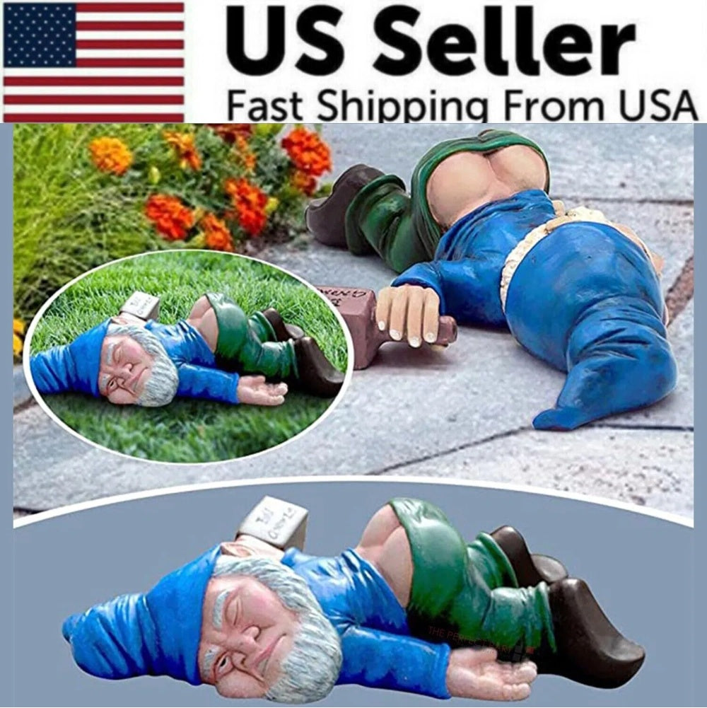 Drunk Garden Gnome Decoration Drunken Ornament Decor Yard Patio Lawn US