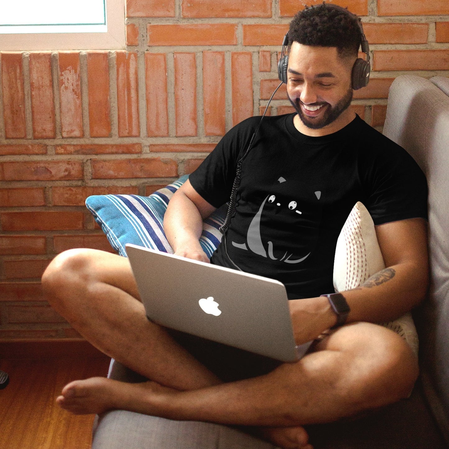 Fat Cat Men's Pure Cotton T-shirt - Casual Round Neck, Slightly Elastic, Suitable For Four Seasons Knitted Fabric, Classic Fit Adult Shirt, Pet Couple Shirt