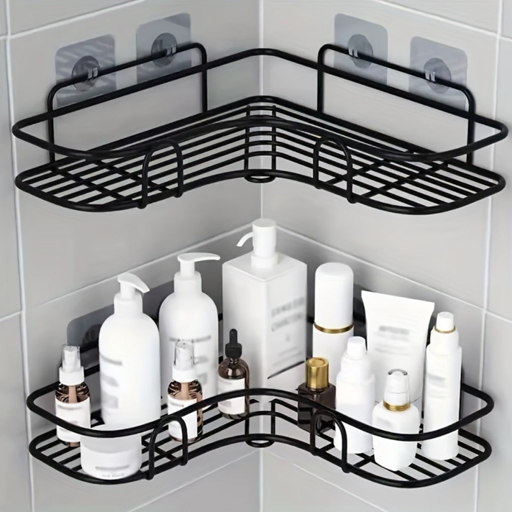 1pc Wall Mounted Bathroom Shelf, Shower Caddy Rack, No Punching Triangle Storage Rack For Bathroom Kitchen, Bathroom Accessories - EBS PLATFORM INC.
