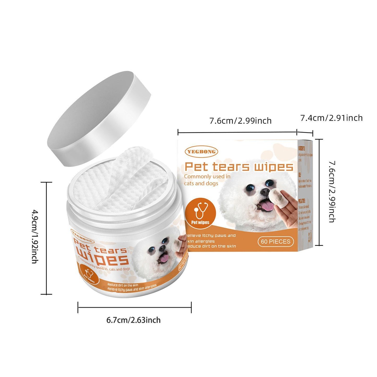 Yegebang Pet Wipes For Cleaning Dogs And Cats Tear Stains Eye Cleaning Wipes Eye Dirt Cotton Pads
