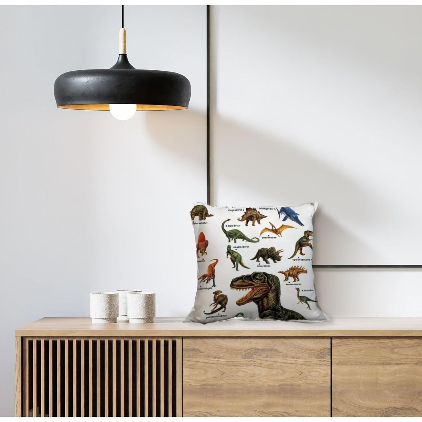 Wild Dinosaur Pillow Cover - Animal Dinosaur Pillowcase Tyrannosaurus Rex Brachiosaurus Dinosaur Pillowcase Square 18x18 Suitable For Boys' Room Home Decoration - EBS PLATFORM INC.