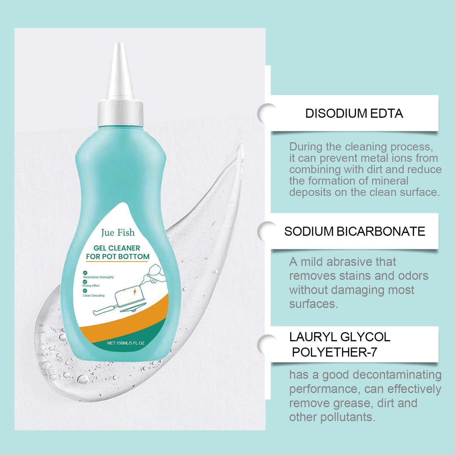 Jue-Fish Kitchen Cleaner, Cooktop Range Hood Cooker Clean Oil Stains Black Dirt On The Bottom Of The Pan Cleanser