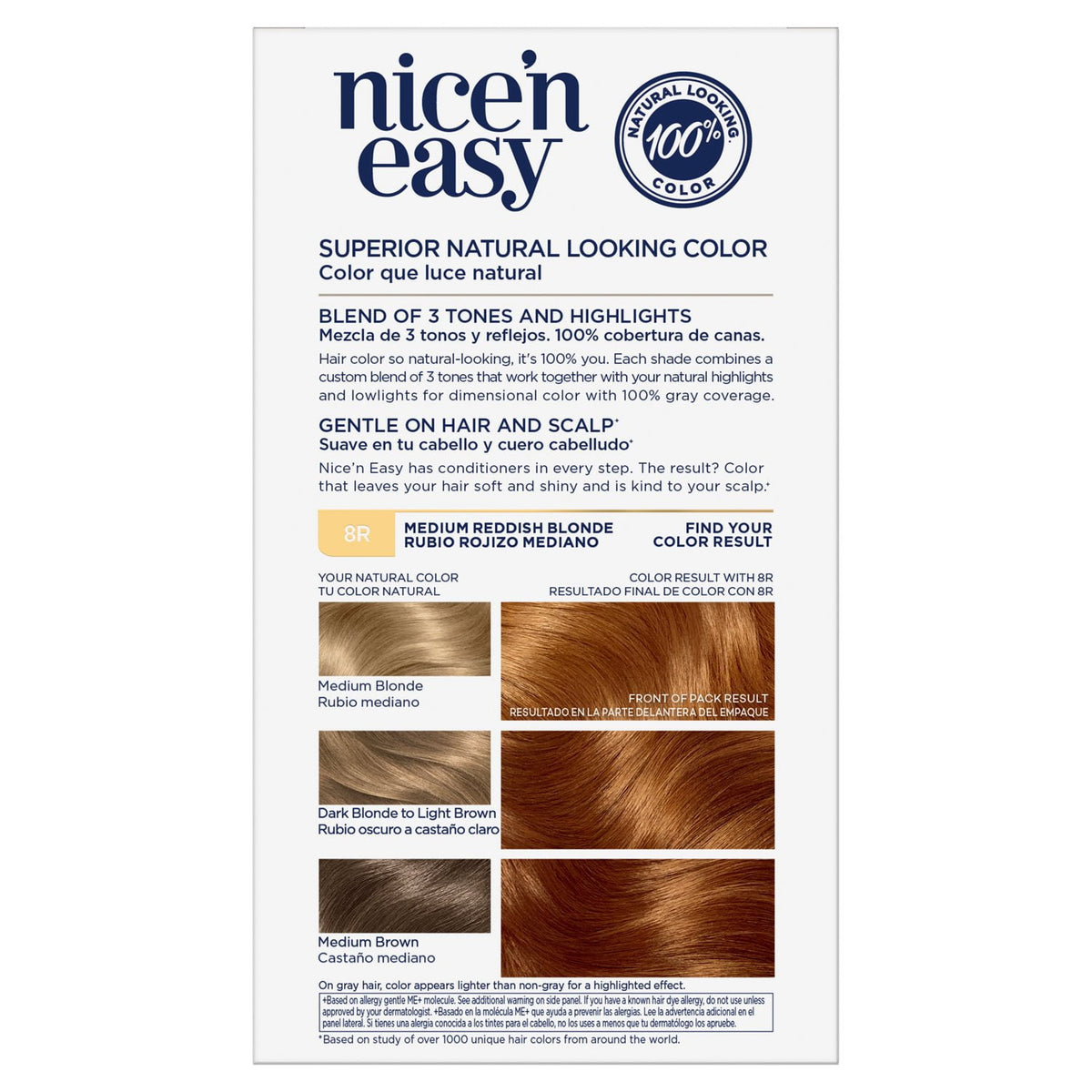 Clairol Nice'n Easy Permanent Hair Color Cream, 8R Medium Reddish Blonde, Hair Dye, 1 Application