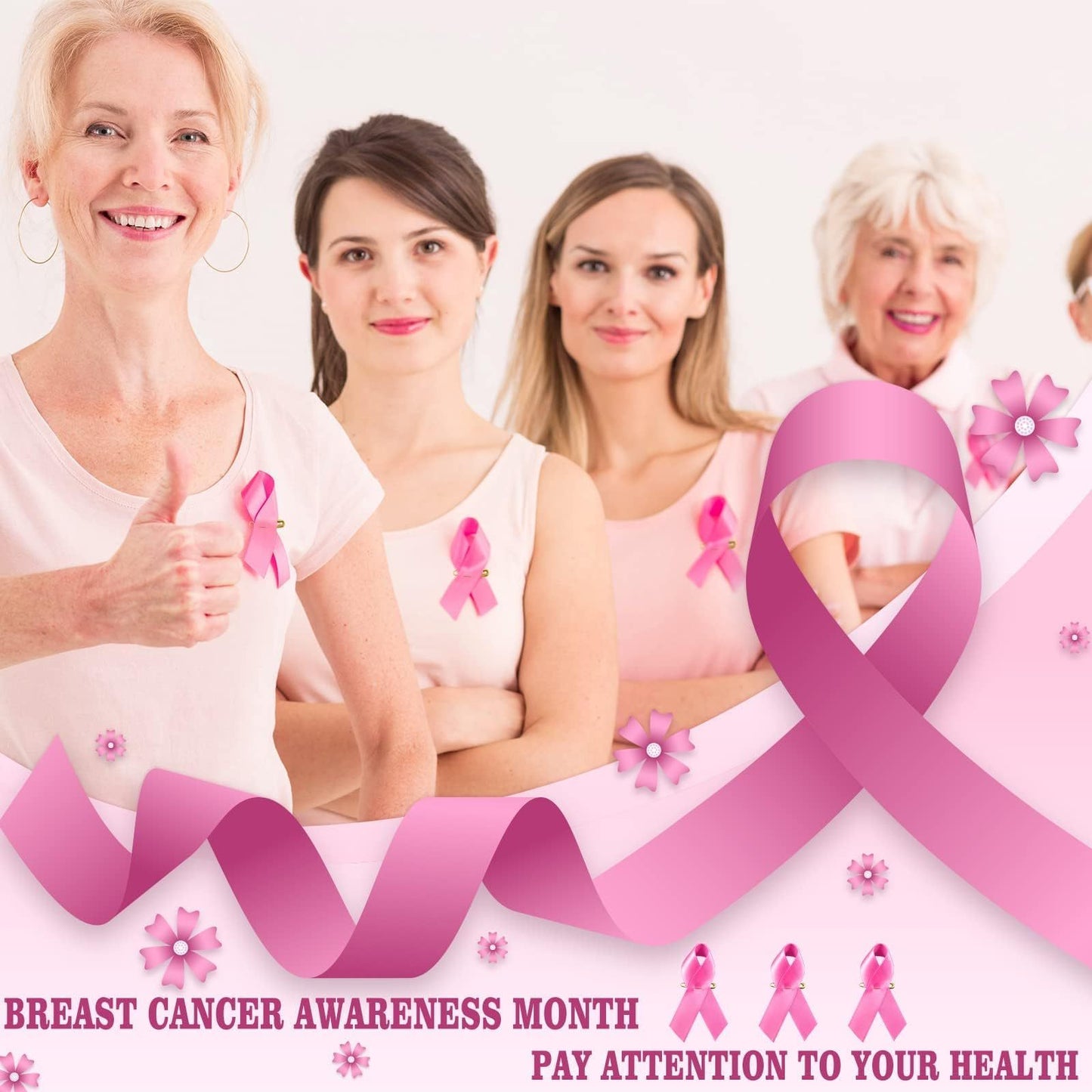 Halatool 100 Pink Ribbon Pins For Breast Cancer Awareness, Gifts For Women And Girls, Public & Social Events, Charity Party Supplies, Events-Selling On Amazon Is Prohibited