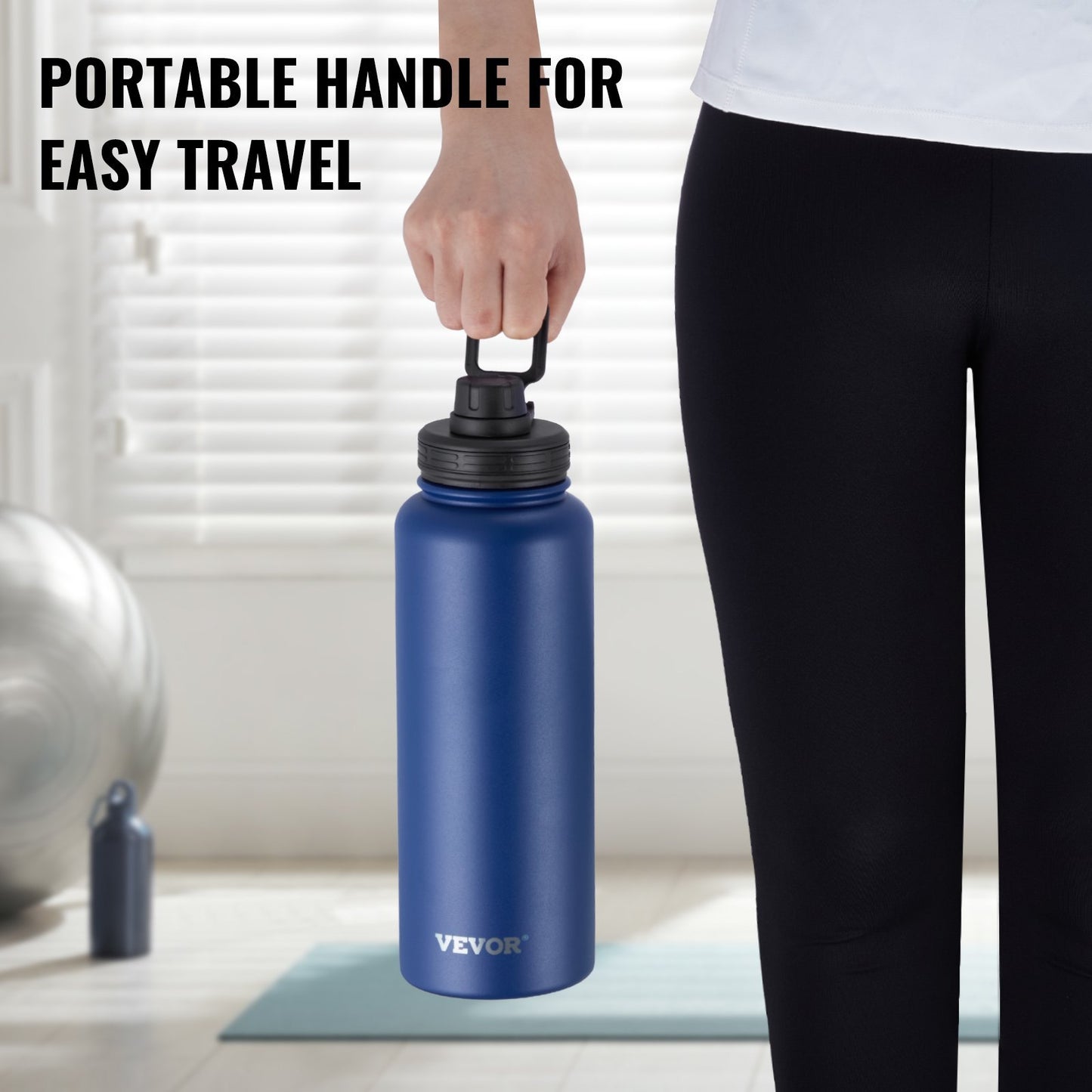 40 Oz Insulated Water Bottle Stainless Steel With Wide Mouth Lid Blue - EBS PLATFORM INC.